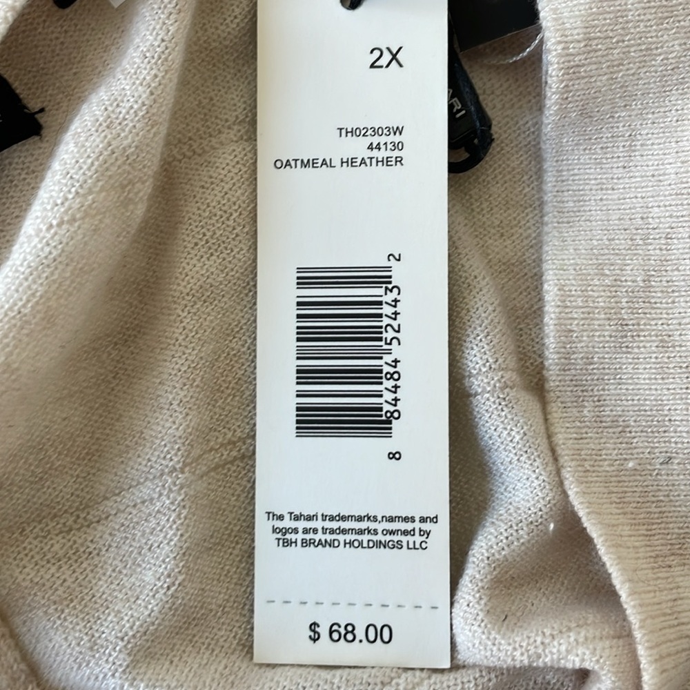 NWT TAHARI WOMAN cardigan size 2X white cream wool blend - Picture 7 of 9